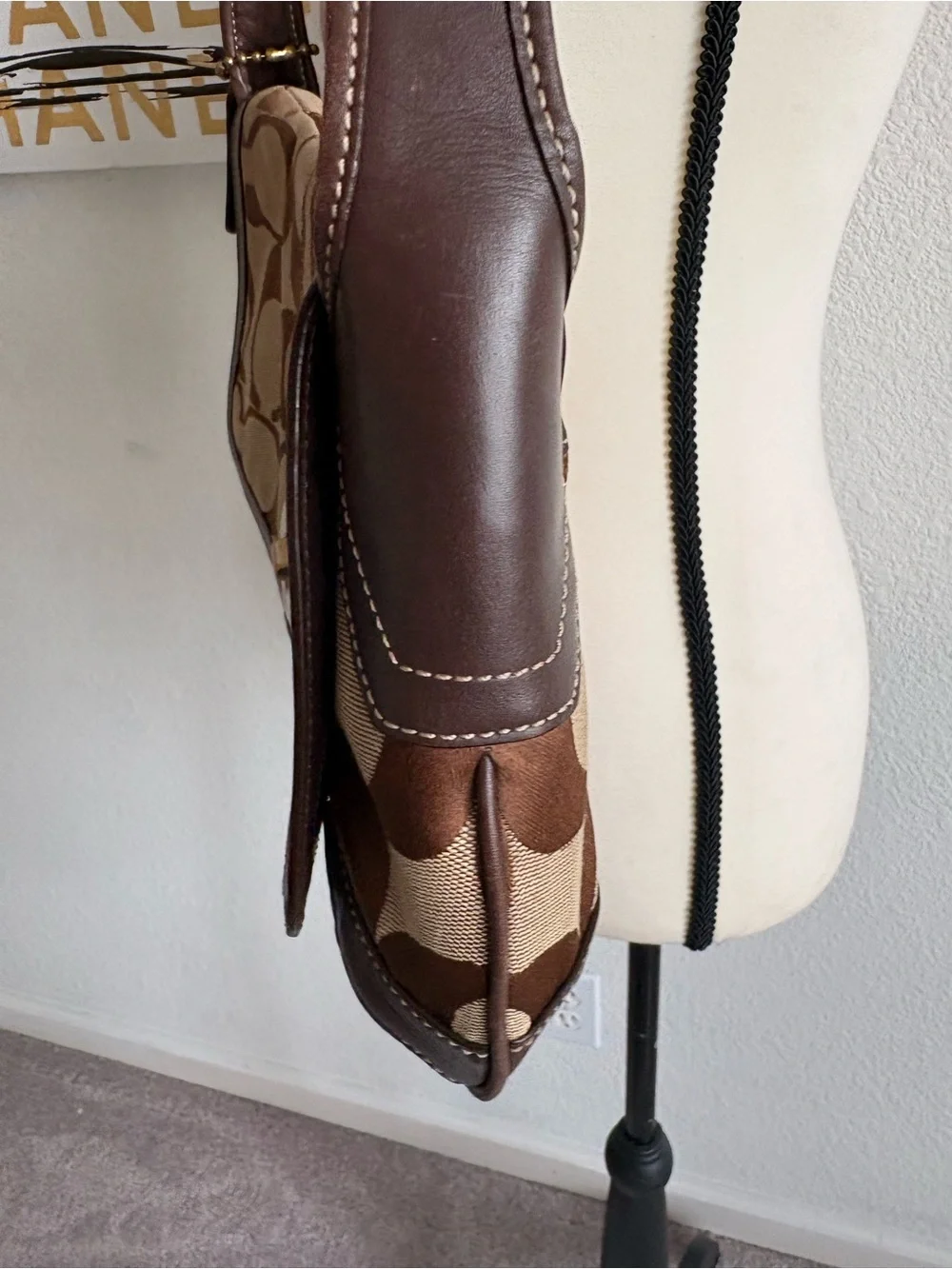 Brown Signature-Pattern Shoulder Bag